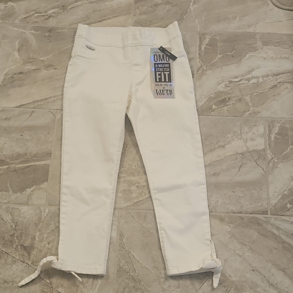 Coco + Carmen White Tie-Hem Stretch Pants